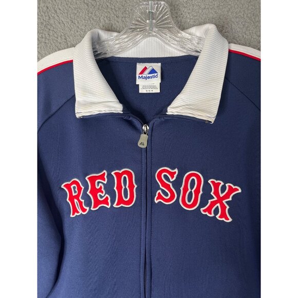 Boston Red Sox Full Zip Jacket Mens Medium MLB Baseball Navy White Trim Majestic - Picture 4 of 13